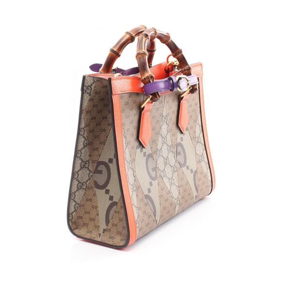 Gucci Diana GG Supreme Handbag Canvas Leather Beige Tan Red - Picture 2 of 5